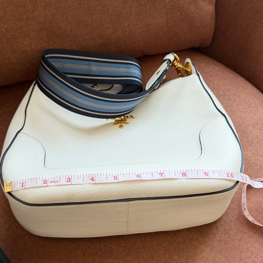 Prada White and Blue Leather Shoulder Bag - Picture 9 of 16